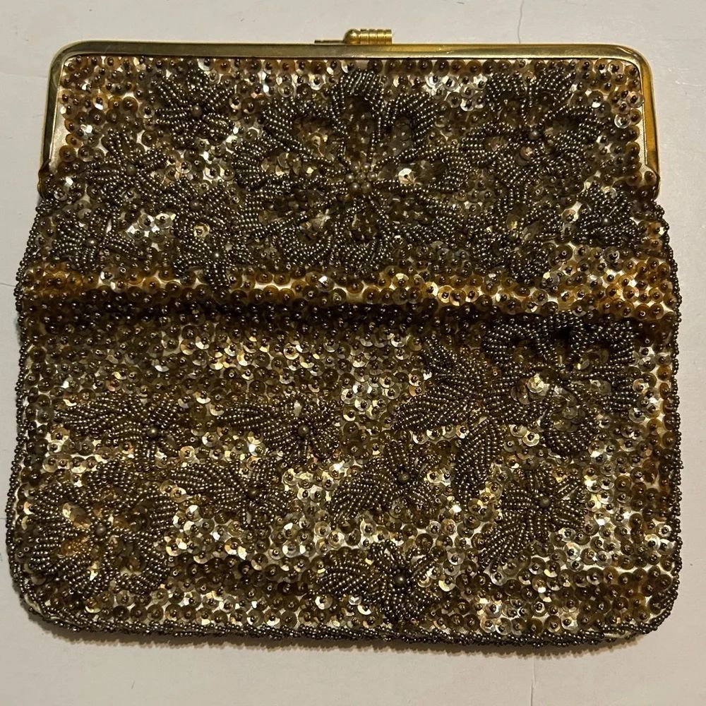 Vintage Gold Beaded/Sequins Clutch Evening Purse Handbag
Antique